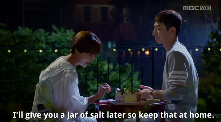 Lucky Romance Kdrama Episode 8 Bo Nui and Gary have cake